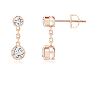 3.7mm HSI2 Bezel-Set Diamond Yard Chain Drop Earrings in 10K Rose Gold