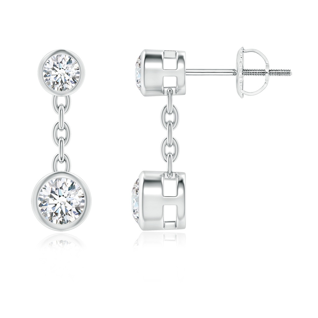 4.1mm GVS2 Bezel-Set Diamond Yard Chain Drop Earrings in White Gold