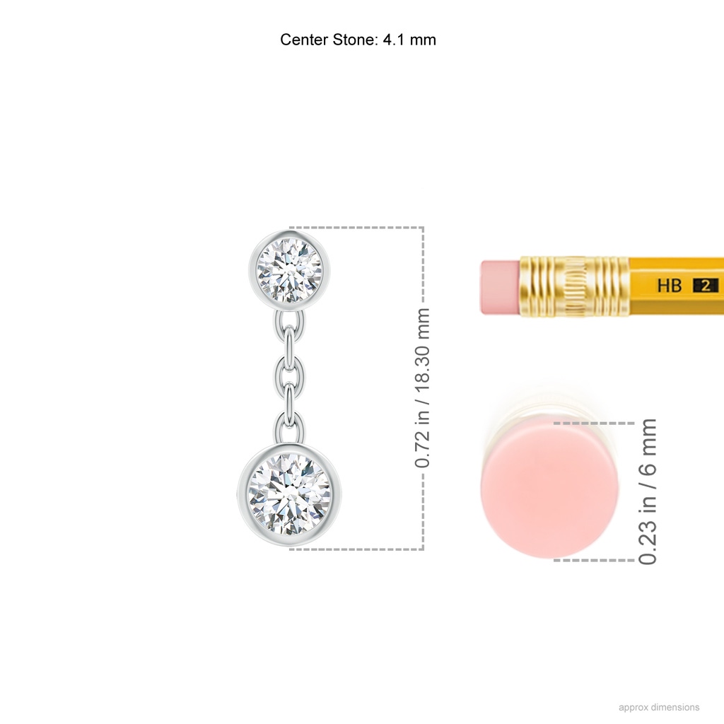 4.1mm GVS2 Bezel-Set Diamond Yard Chain Drop Earrings in White Gold Ruler