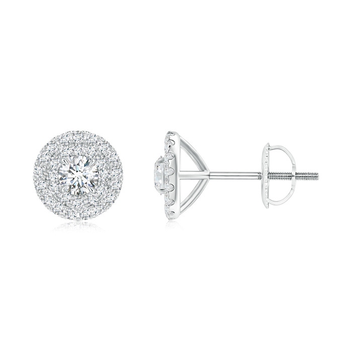 3.5mm GVS2 Prong-Set Clustre Diamond Halo Stud Earrings in White Gold