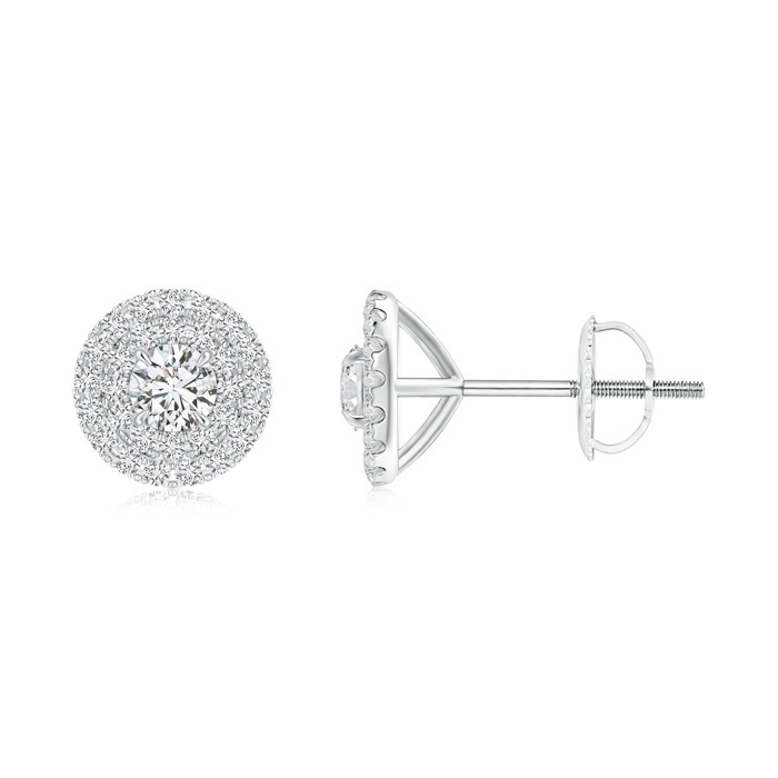 3.5mm HSI2 Prong-Set Clustre Diamond Halo Stud Earrings in White Gold