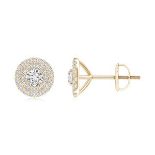 3.5mm HSI2 Prong-Set Clustre Diamond Halo Stud Earrings in Yellow Gold