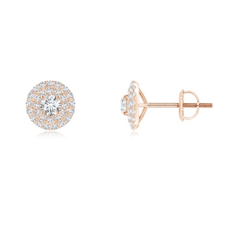 3mm GVS2 Prong-Set Clustre Diamond Halo Stud Earrings in Rose Gold