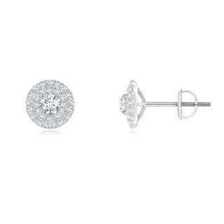 3mm GVS2 Prong-Set Clustre Diamond Halo Stud Earrings in White Gold