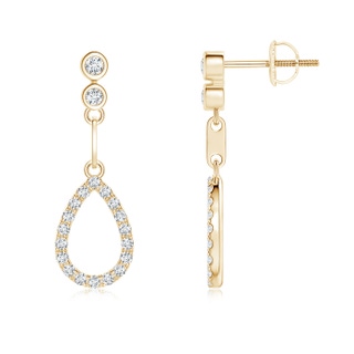 2mm GVS2 Bezel and Prong-Set Diamond Open Drop Earrings in Yellow Gold