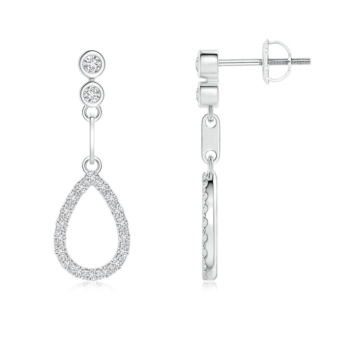 2mm HSI2 Bezel and Prong-Set Diamond Open Drop Earrings in White Gold
