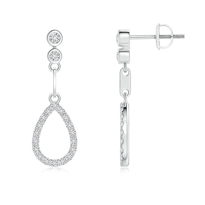 2mm HSI2 Bezel and Prong-Set Diamond Open Drop Earrings in White Gold 