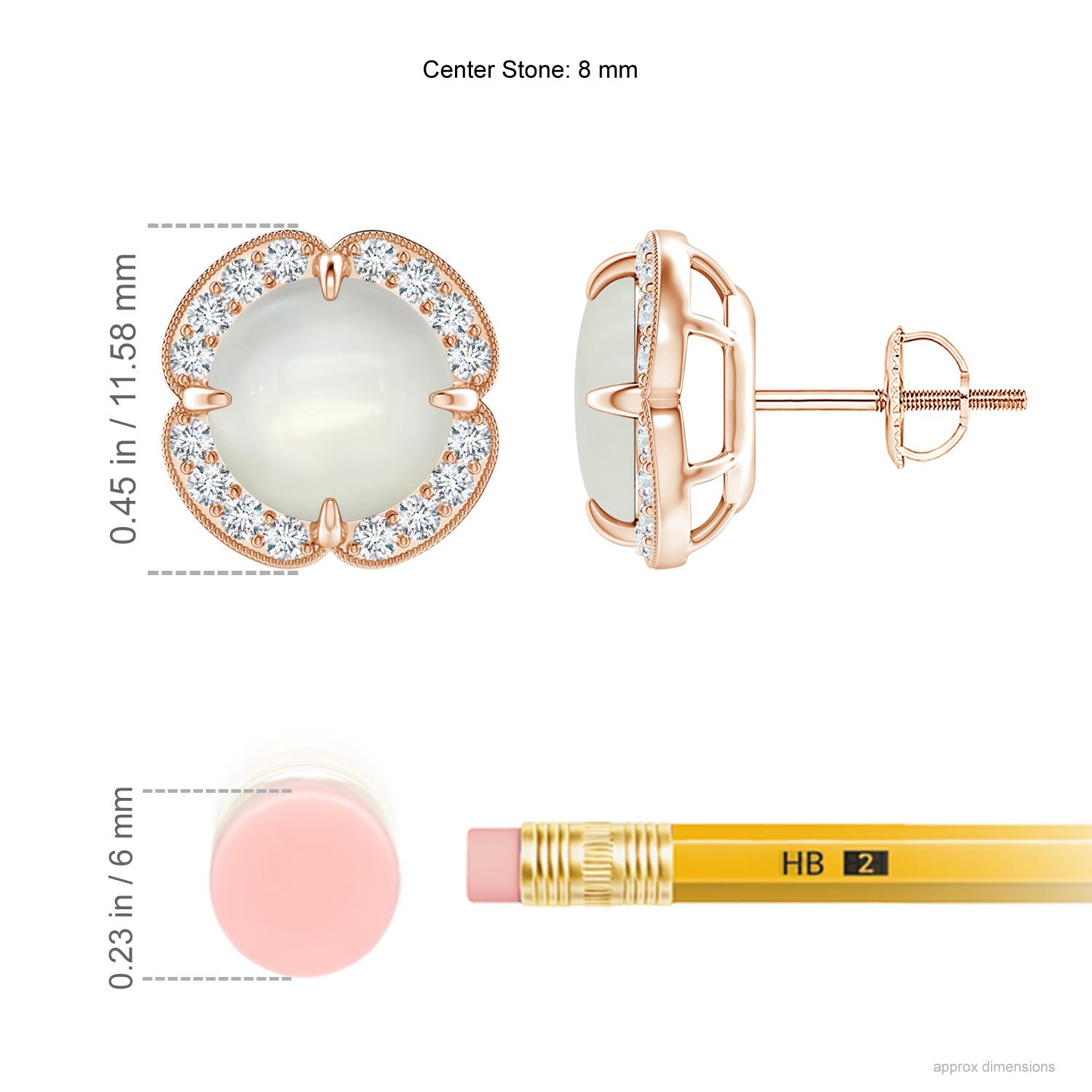 AAAA - Moonstone / 4.25 CT / 14 KT Rose Gold