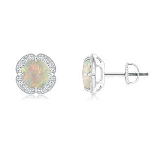 6mm AAAA Claw-Set Opal Clover Stud Earrings in P950 Platinum