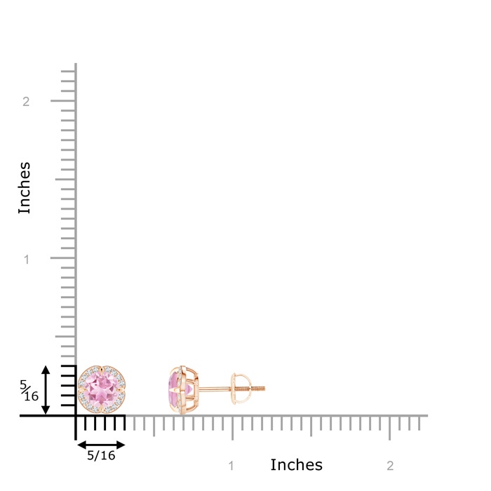 5mm A Claw-Set Pink Tourmaline Clover Stud Earrings in Rose Gold Product Image