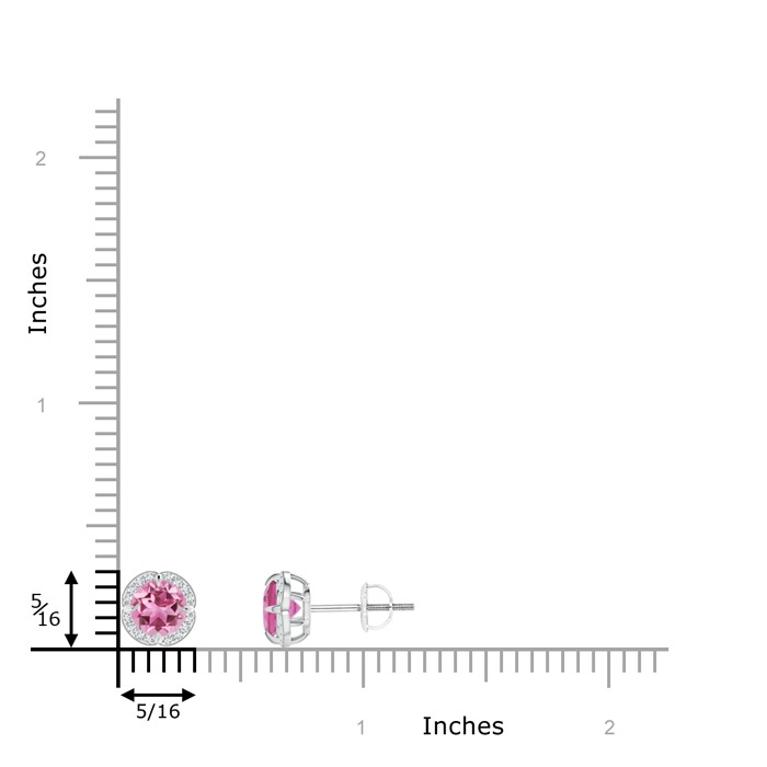 5mm AAA Claw-Set Pink Tourmaline Clover Stud Earrings in White Gold Product Image