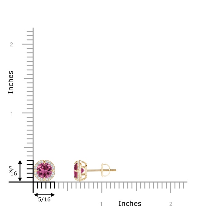 5mm AAAA Claw-Set Pink Tourmaline Clover Stud Earrings in Yellow Gold product image