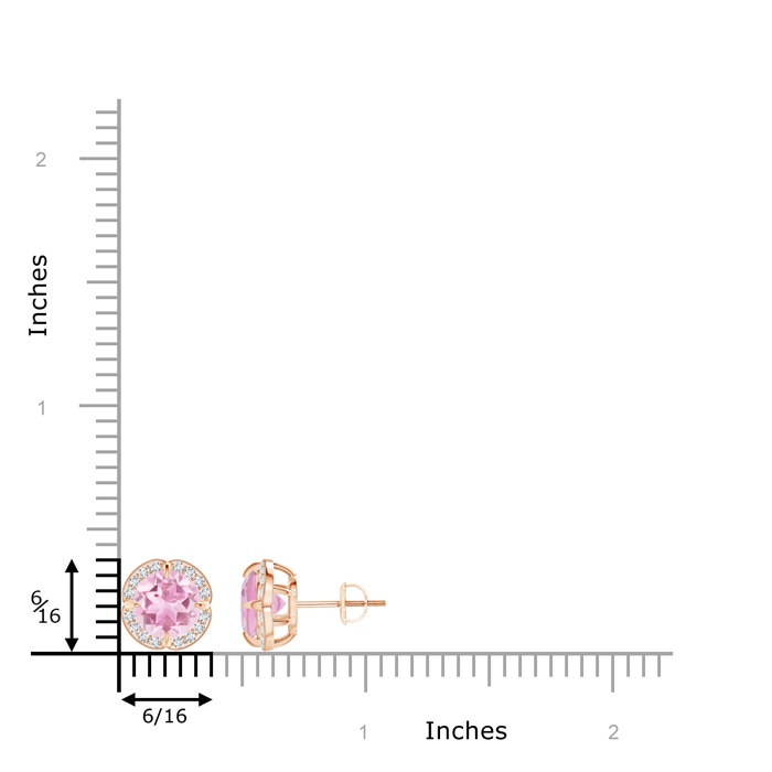7mm A Claw-Set Pink Tourmaline Clover Stud Earrings in Rose Gold Product Image
