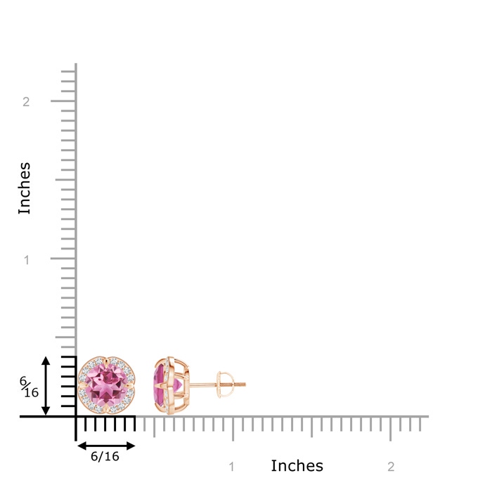 7mm AAA Claw-Set Pink Tourmaline Clover Stud Earrings in Rose Gold Product Image