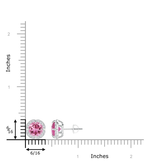 7mm AAA Claw-Set Pink Tourmaline Clover Stud Earrings in White Gold Product Image