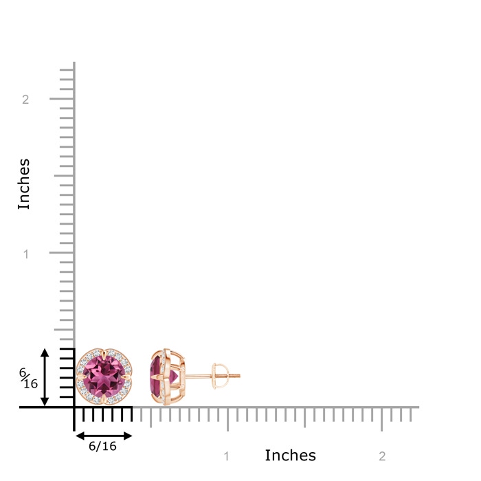 7mm AAAA Claw-Set Pink Tourmaline Clover Stud Earrings in Rose Gold Product Image