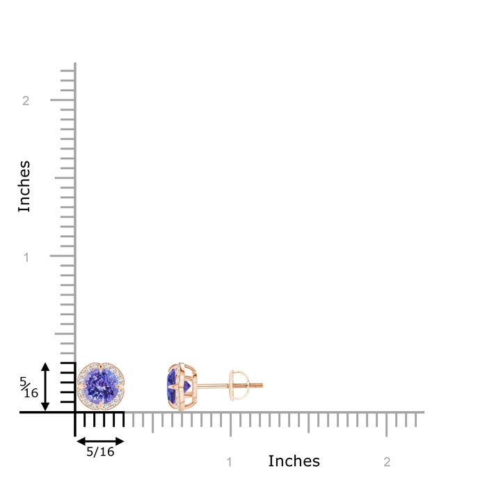 5mm AAA Claw-Set Tanzanite Clover Stud Earrings in Rose Gold product image