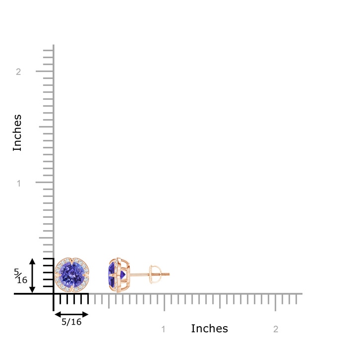 6mm AA Claw-Set Tanzanite Clover Stud Earrings in Rose Gold product image