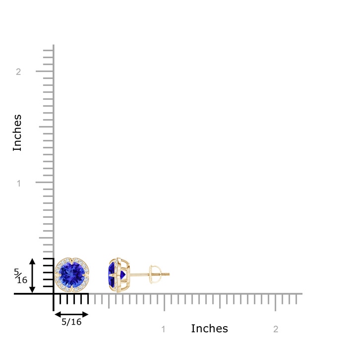 6mm AAA Claw-Set Tanzanite Clover Stud Earrings in Yellow Gold product image