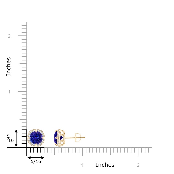6mm AAAA Claw-Set Tanzanite Clover Stud Earrings in Yellow Gold product image