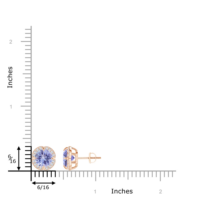 7mm A Claw-Set Tanzanite Clover Stud Earrings in Rose Gold product image