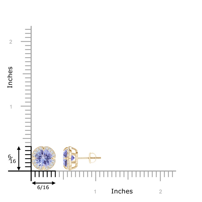 7mm A Claw-Set Tanzanite Clover Stud Earrings in Yellow Gold product image