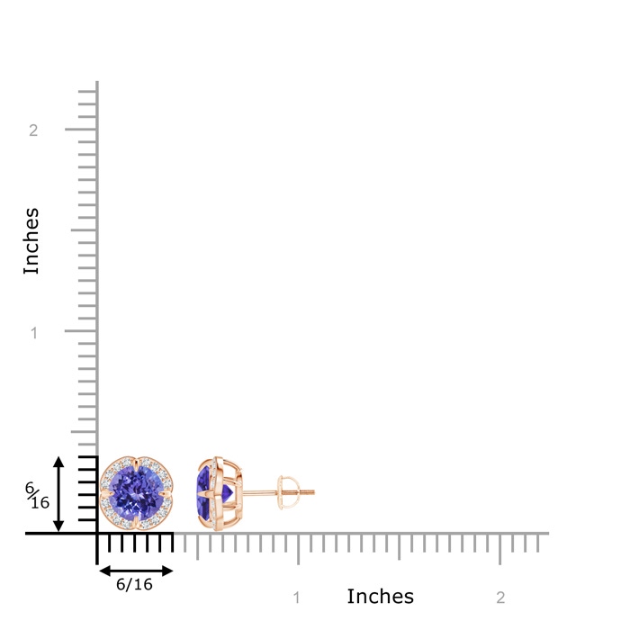 7mm AA Claw-Set Tanzanite Clover Stud Earrings in Rose Gold product image