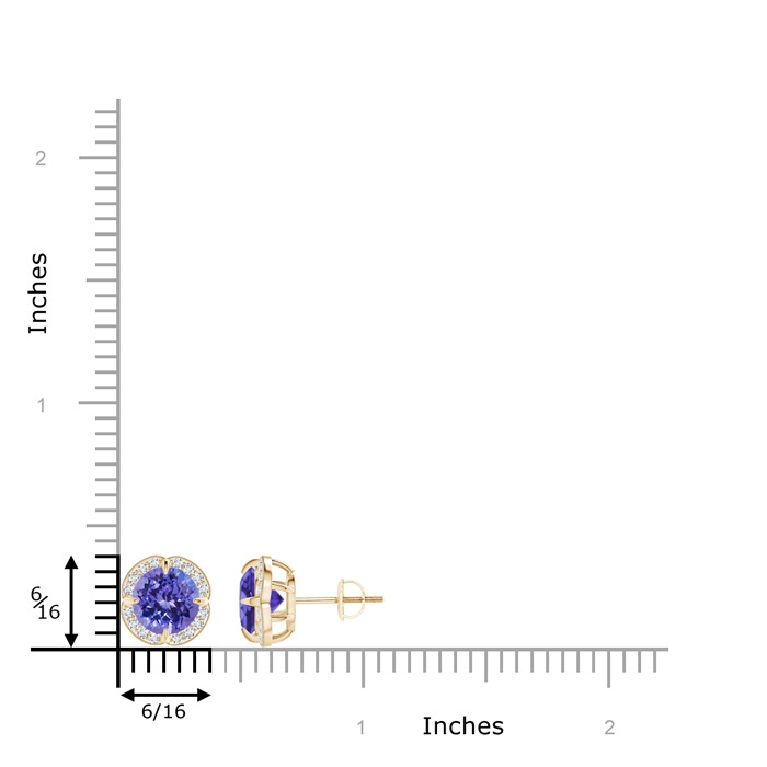 7mm AA Claw-Set Tanzanite Clover Stud Earrings in Yellow Gold product image