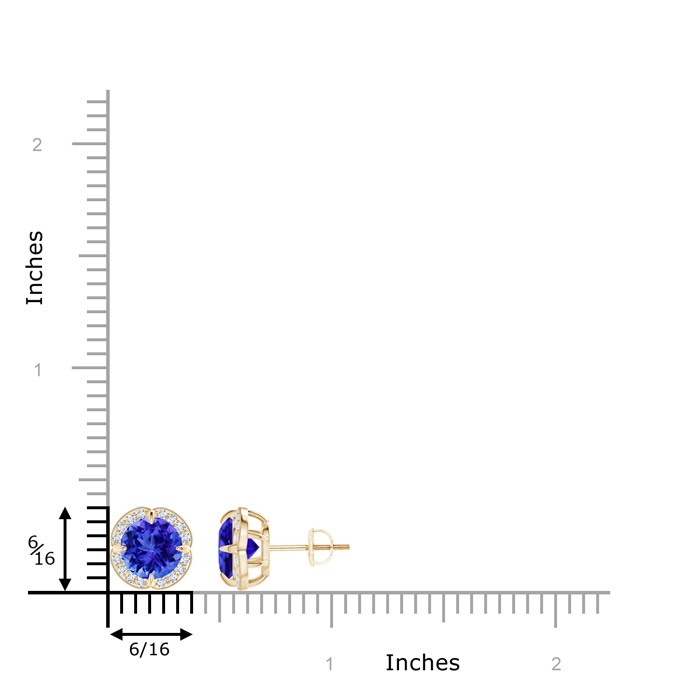 7mm AAA Claw-Set Tanzanite Clover Stud Earrings in Yellow Gold product image