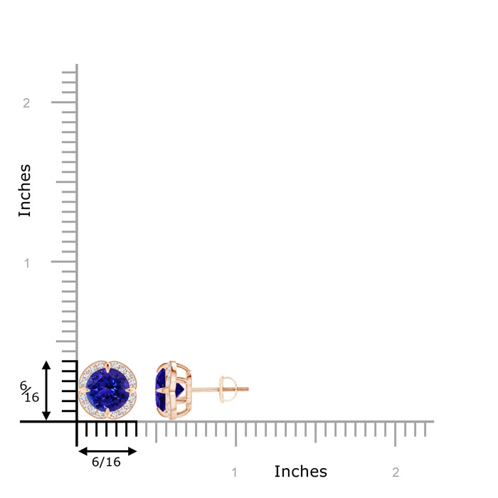 7mm AAAA Claw-Set Tanzanite Clover Stud Earrings in Rose Gold product image