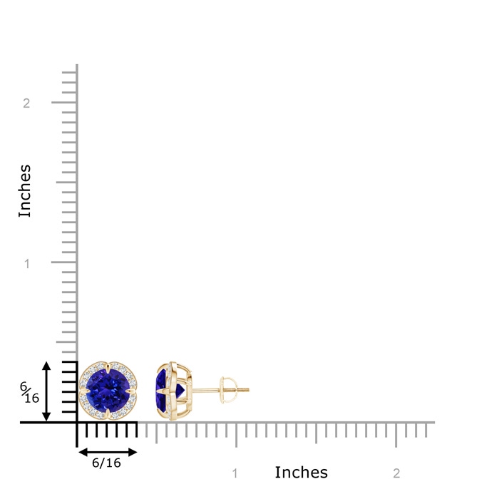 7mm AAAA Claw-Set Tanzanite Clover Stud Earrings in Yellow Gold product image