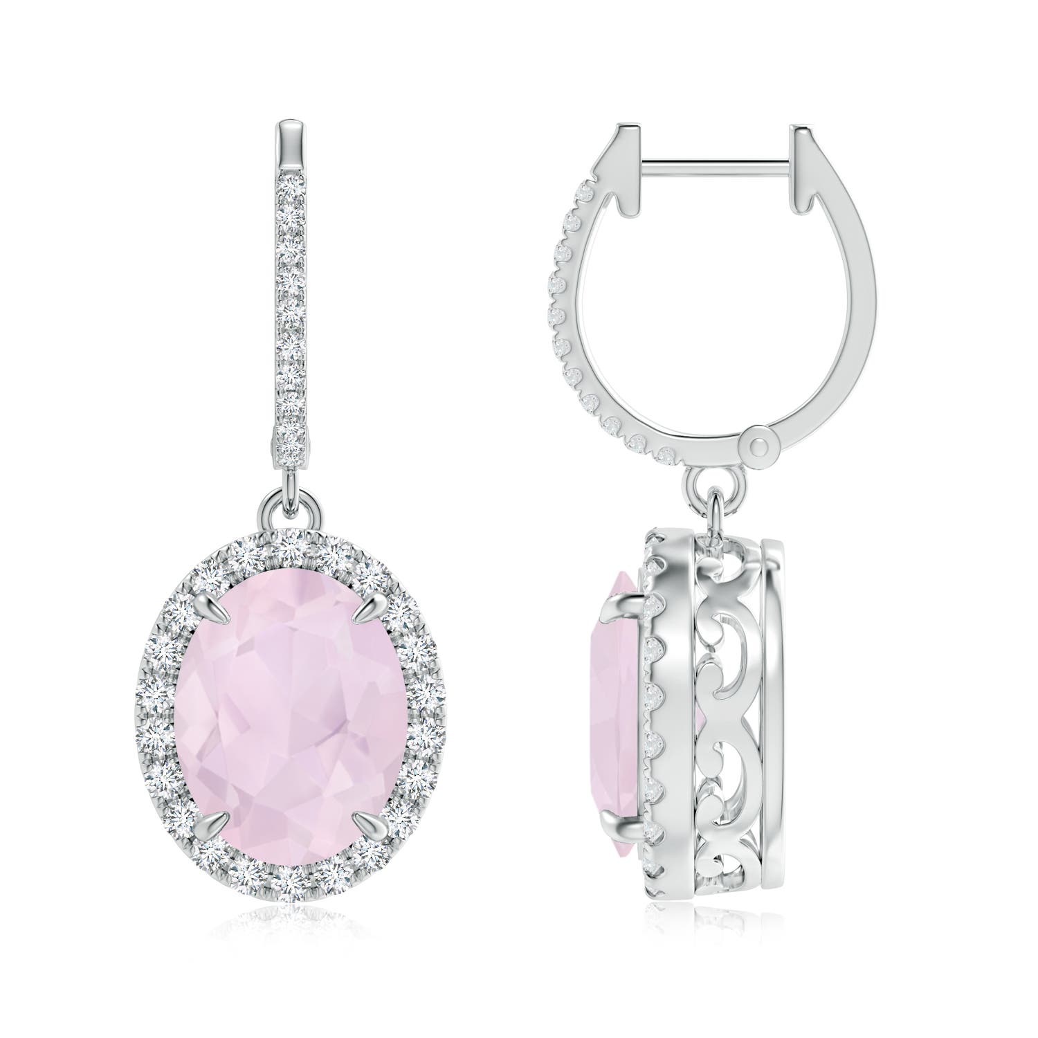 A - Rose Quartz / 4.95 CT / 14 KT White Gold