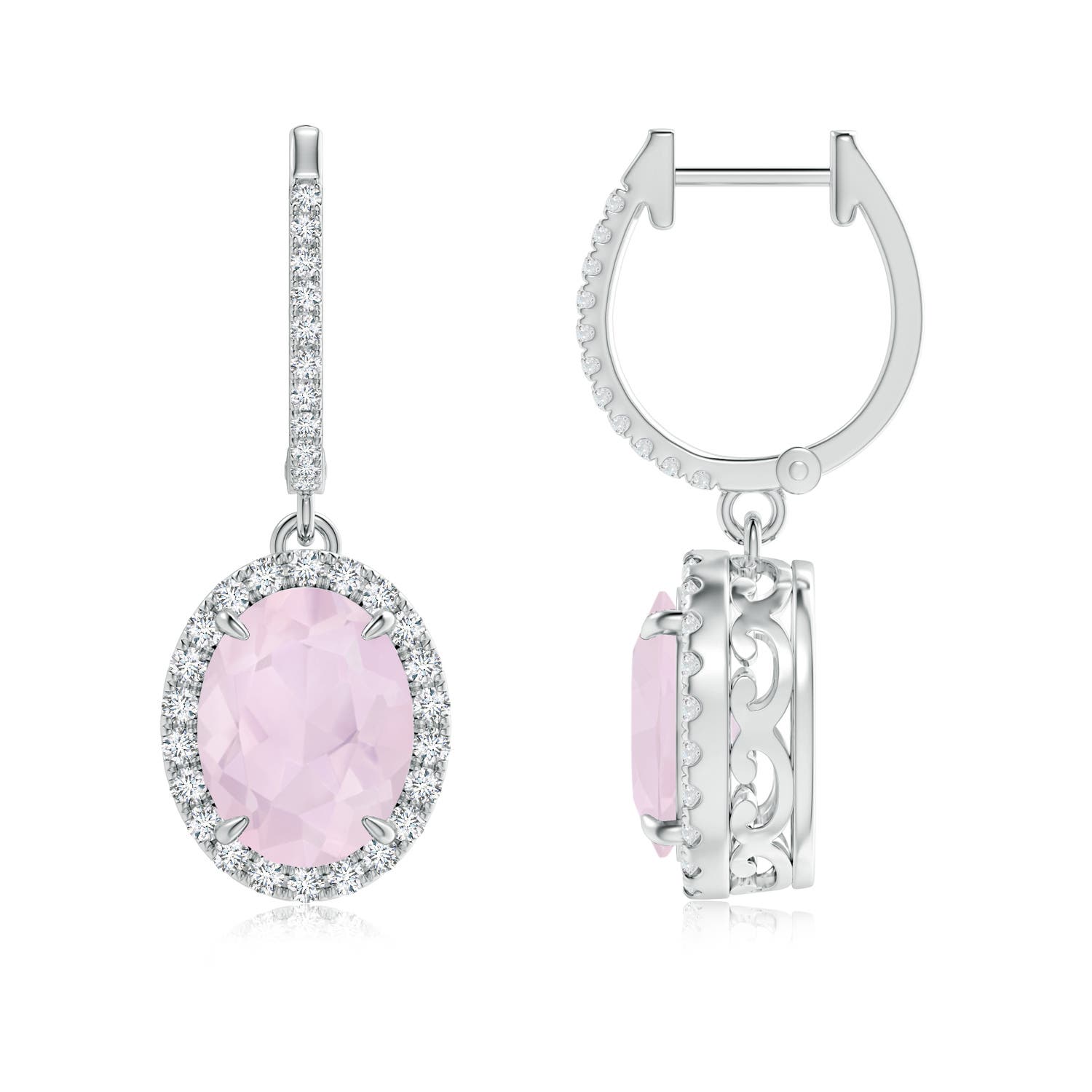 A - Rose Quartz / 3.5 CT / 14 KT White Gold