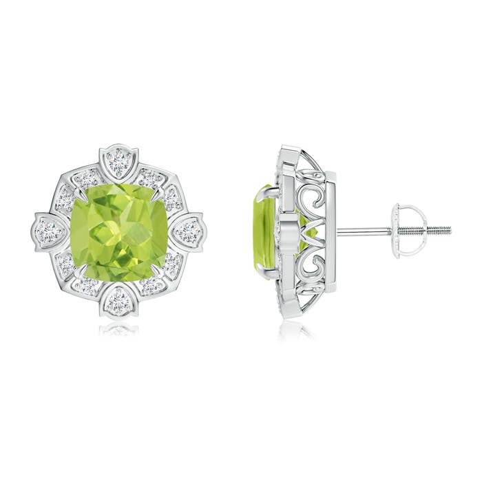 AA - Peridot / 4.14 CT / 14 KT White Gold