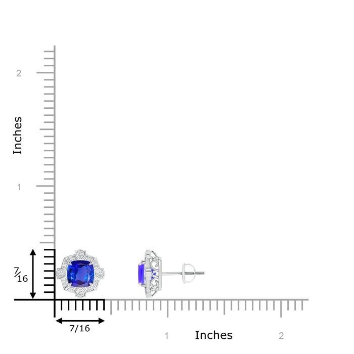 6mm AAA Victorian Style Cushion Tanzanite Halo Stud Earrings in White Gold product image