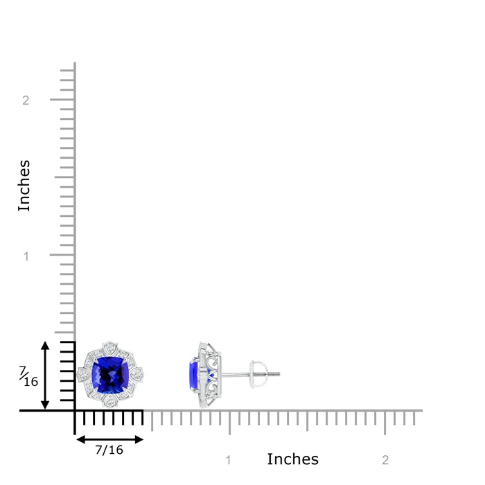 6mm AAAA Victorian Style Cushion Tanzanite Halo Stud Earrings in White Gold product image