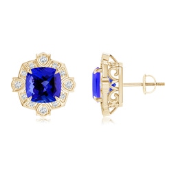 Vintage Inspired Yellow Gold Tanzanite Earrings