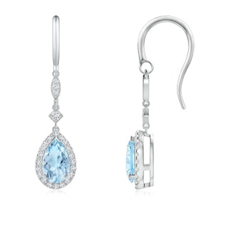 8x5mm AAA Pear-Shaped Aquamarine Drop Earrings with Diamond Halo in White Gold