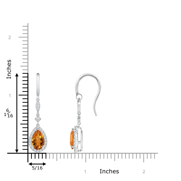 8x5mm AAA Pear-Shaped Citrine Drop Earrings with Diamond Halo in White Gold product image