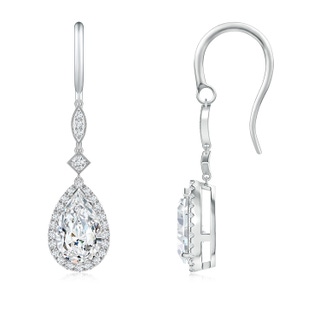 9x5.5mm GVS2 Pear-Shaped Diamond Halo Dangle Earrings in P950 Platinum