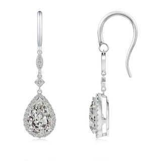 9x6mm KI3 Pear-Shaped Diamond Halo Dangle Earrings in P950 Platinum