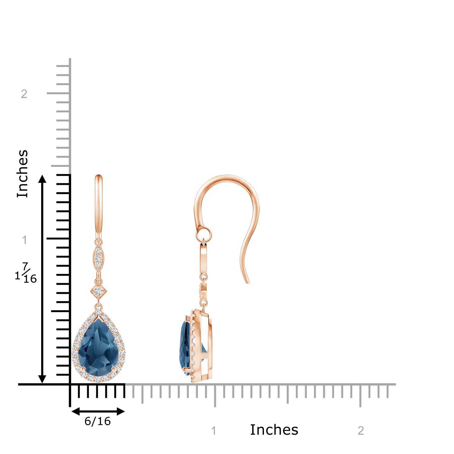 A - London Blue Topaz / 3.56 CT / 14 KT Rose Gold