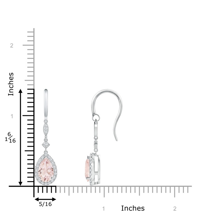 8x5mm A Pear-Shaped Morganite Drop Earrings with Diamond Halo in P950 Platinum product image