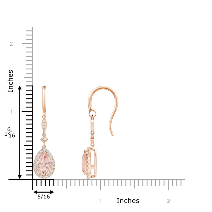 8x5mm AAA Pear-Shaped Morganite Drop Earrings with Diamond Halo in Rose Gold product image