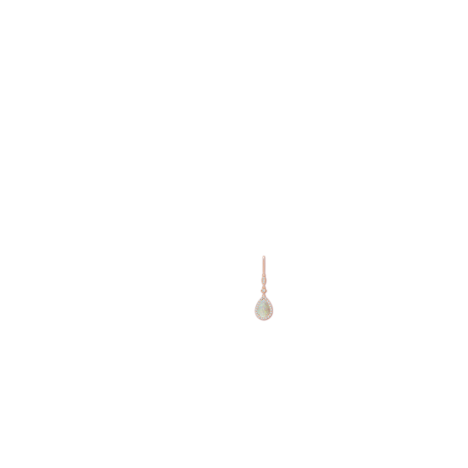 9x6mm AAA Pear-Shaped Opal Drop Earrings with Diamond Halo in 9K Rose Gold ear