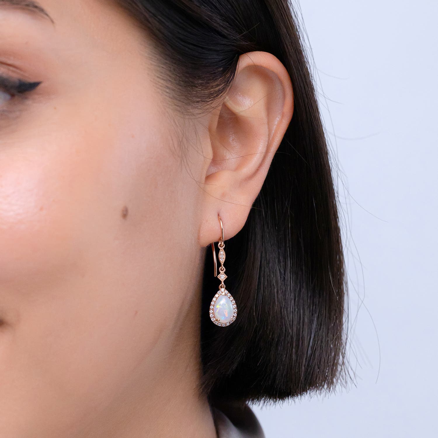 送税込【AMY O】Opal Halo Studs オパールハロースタッド 国内発 Opal & Diamond Halo Stud Earrings – Five Star Jewelry Brokers