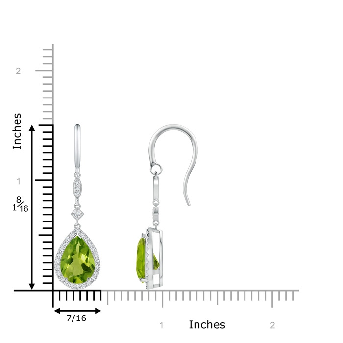 10x7mm AAAA Pear-Shaped Peridot Drop Earrings with Diamond Halo in White Gold product image