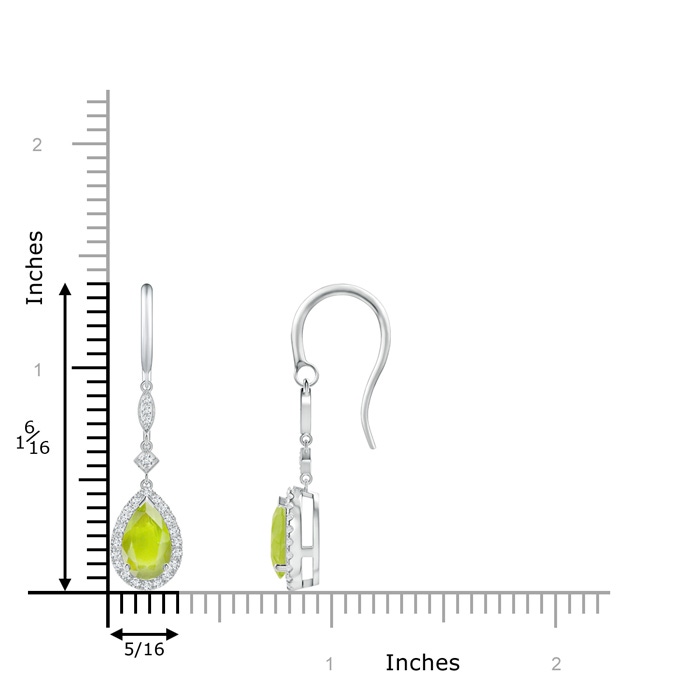 8x5mm A Pear-Shaped Peridot Drop Earrings with Diamond Halo in P950 Platinum product image