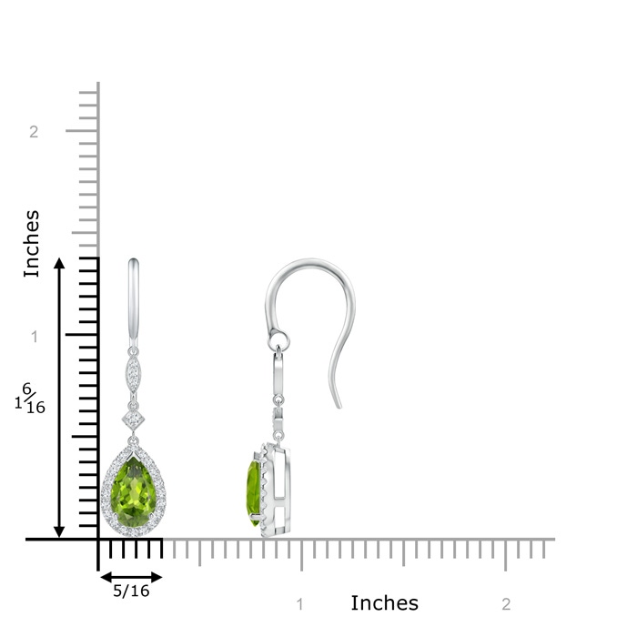 8x5mm AAA Pear-Shaped Peridot Drop Earrings with Diamond Halo in White Gold Product Image
