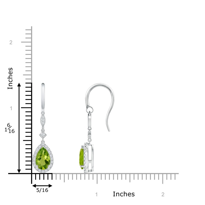 8x5mm AAAA Pear-Shaped Peridot Drop Earrings with Diamond Halo in P950 Platinum product image